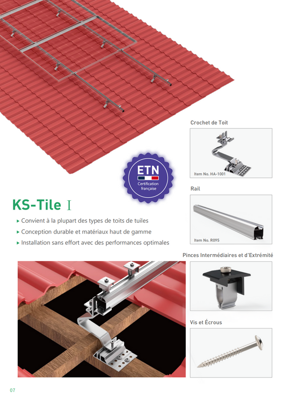 KS-Tile-I Système de montage photovoltaïque pour toiture en tuile