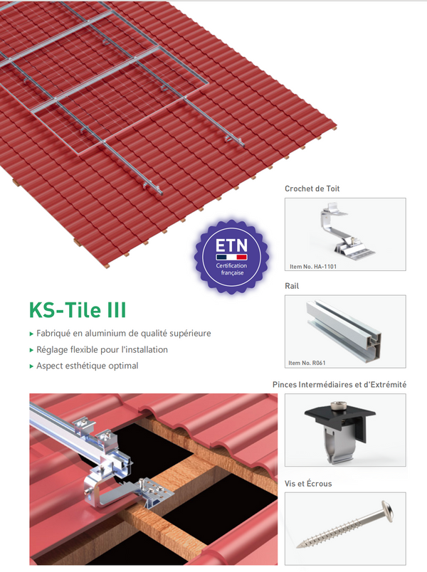 KS-Tile-III Système de montage photovoltaïque pour toiture en tuile