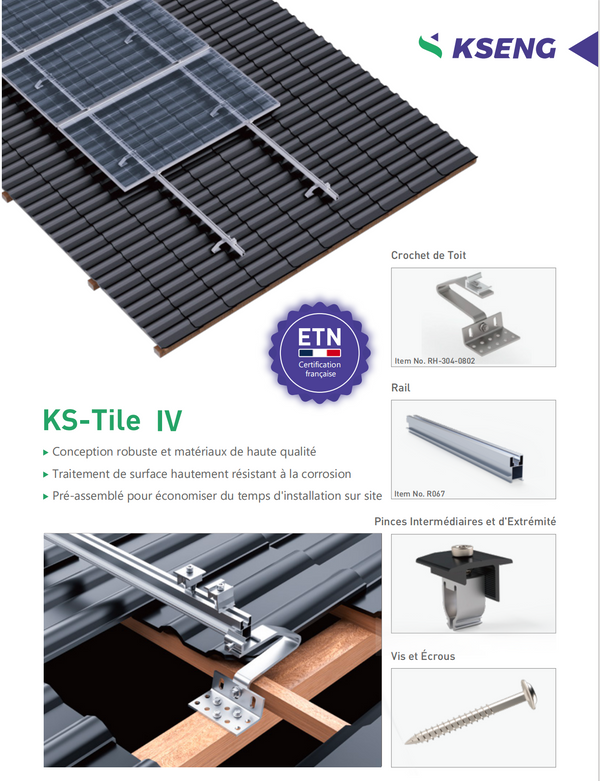 KS-Tile-Ⅳ Système de montage photovoltaïque pour toiture en tuile