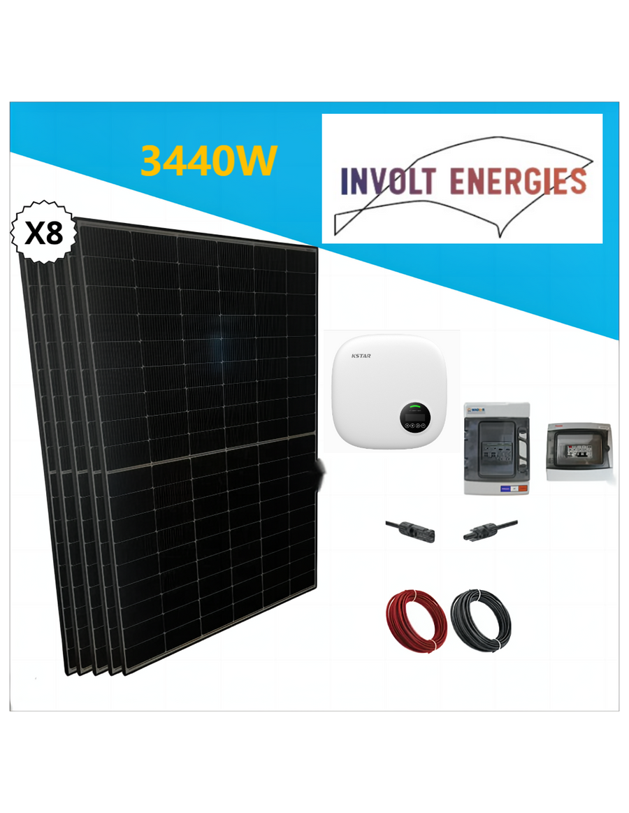 KIT SOLAIRE 3320W - 8 PANNEAUX AU CHOIX AUTOCONSOMMATION + ONDULEUR HYPONTECH HPS 3000W - ALL INCLUSIVE - BOUNTY